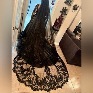 Gothic mobwife Elegant Black Lace Gown size 12